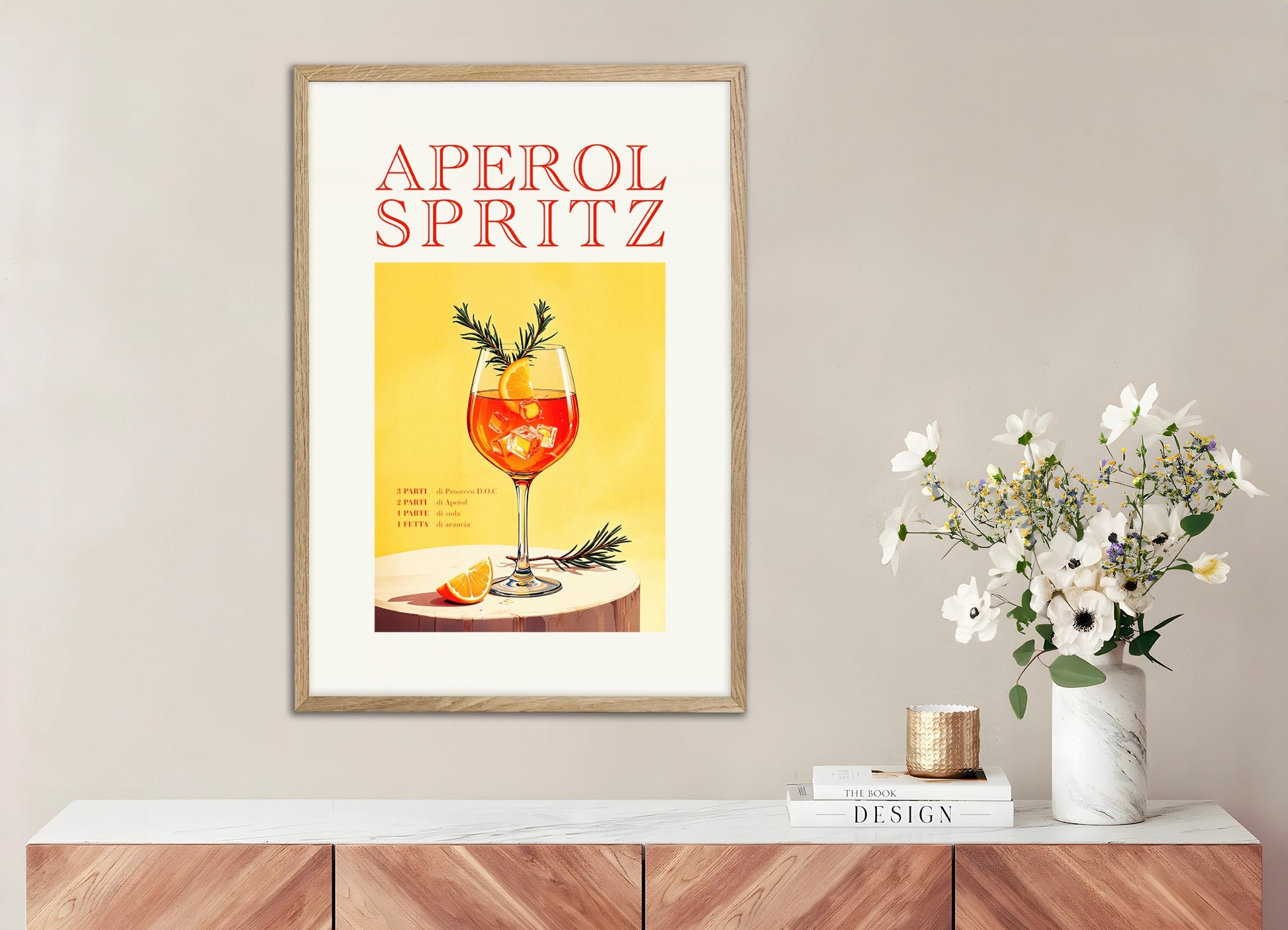 Poster with natural wood frame: Aperol Spritz