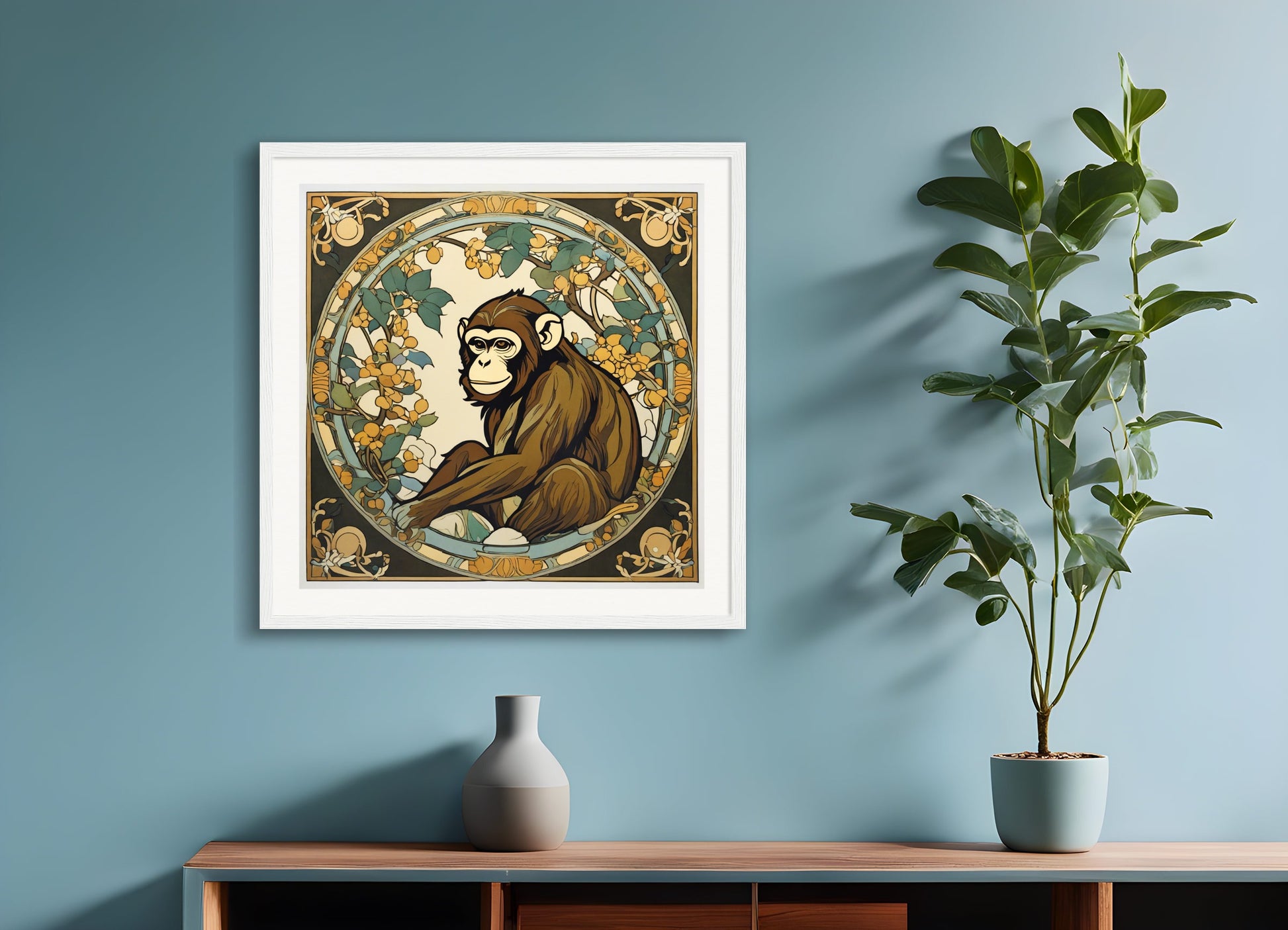 Poster with wood frame: , Monkey