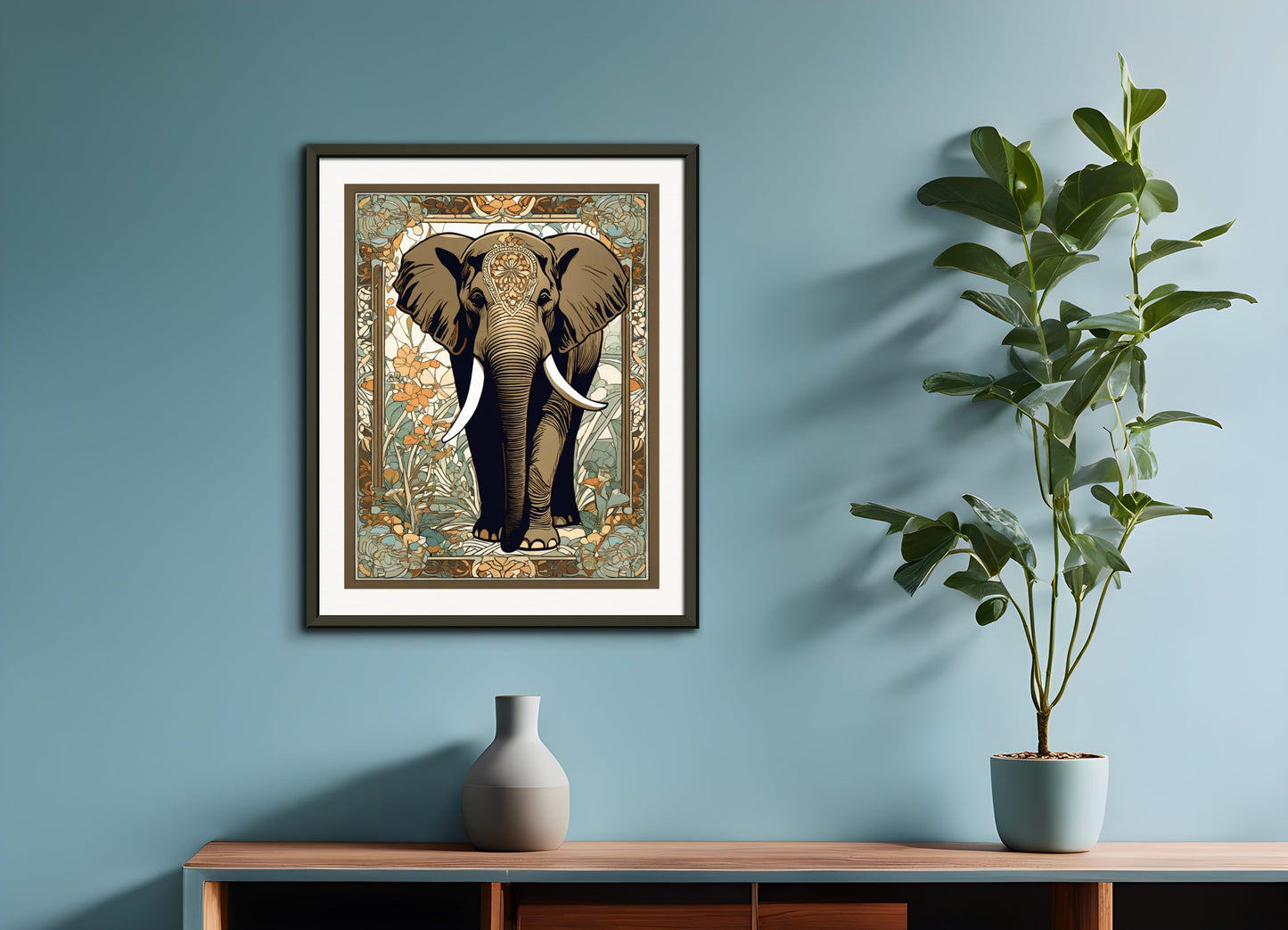 Poster with metal frame: , Elephant