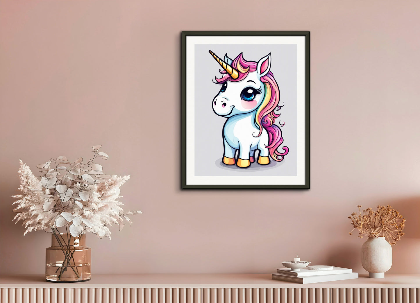 Poster with metal frame: , A baby cute unicorn