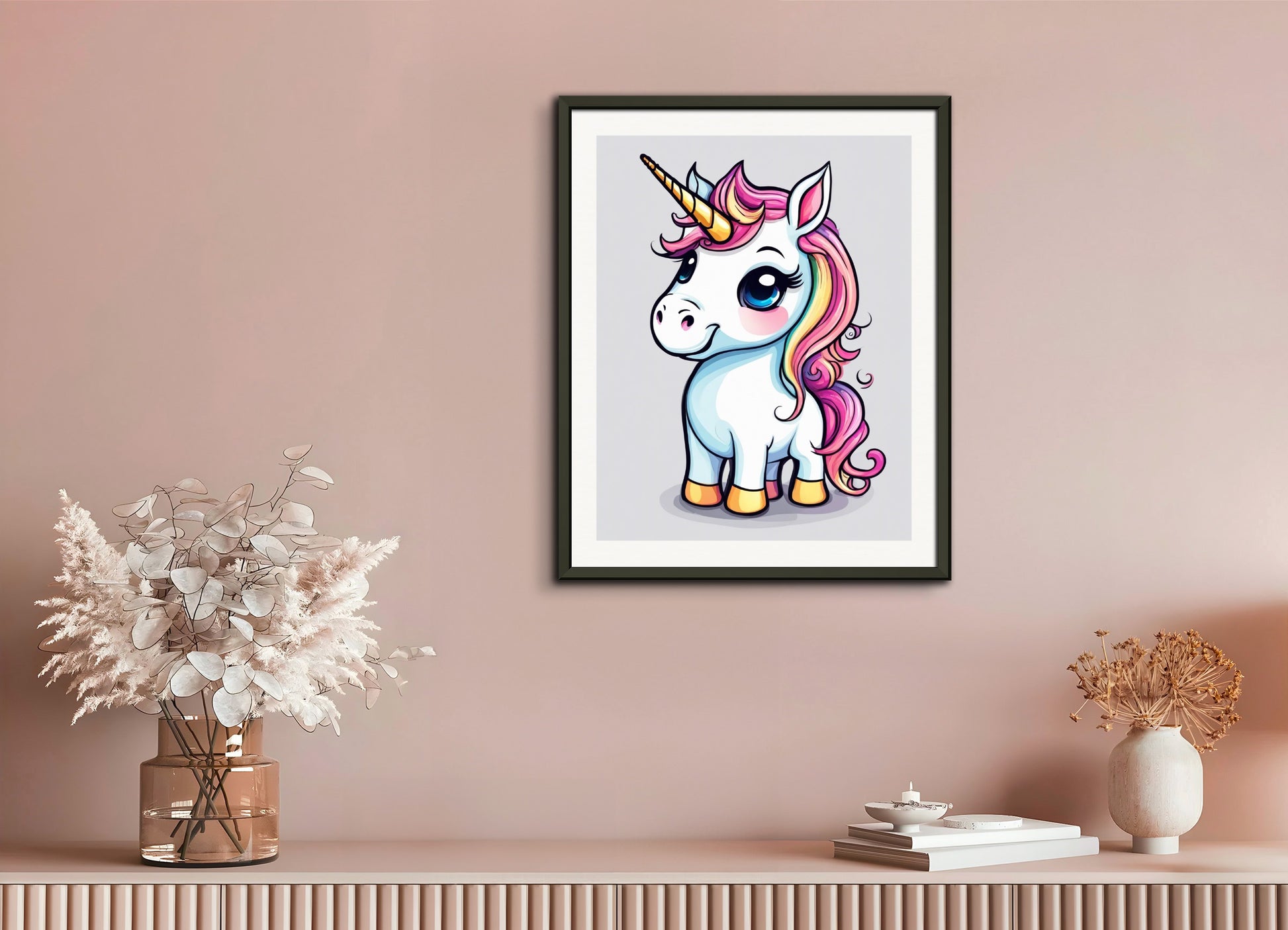 Poster with metal frame: , A baby cute unicorn