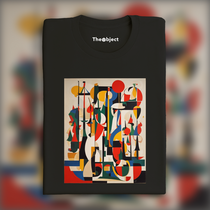 T-Shirt - Lines and geometric figures with floating shapes, playful abstract art, Canoe - 835100282