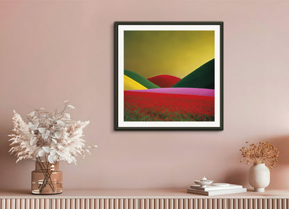 Poster with metal frame: Colorful and abstract images, capturing geometric compositions in landscapes, Flower