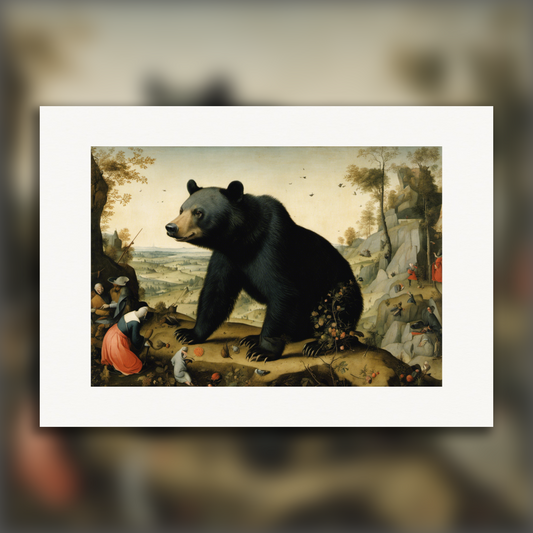 Poster - Moral allegories and chaotic visions of heaven and hell, a black bear - 2642682415