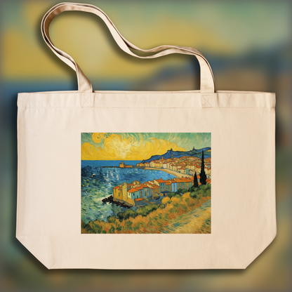 Tote bag - Painting capturing the passionate turbulence of nature and human emotion, Collioure - 3060866836