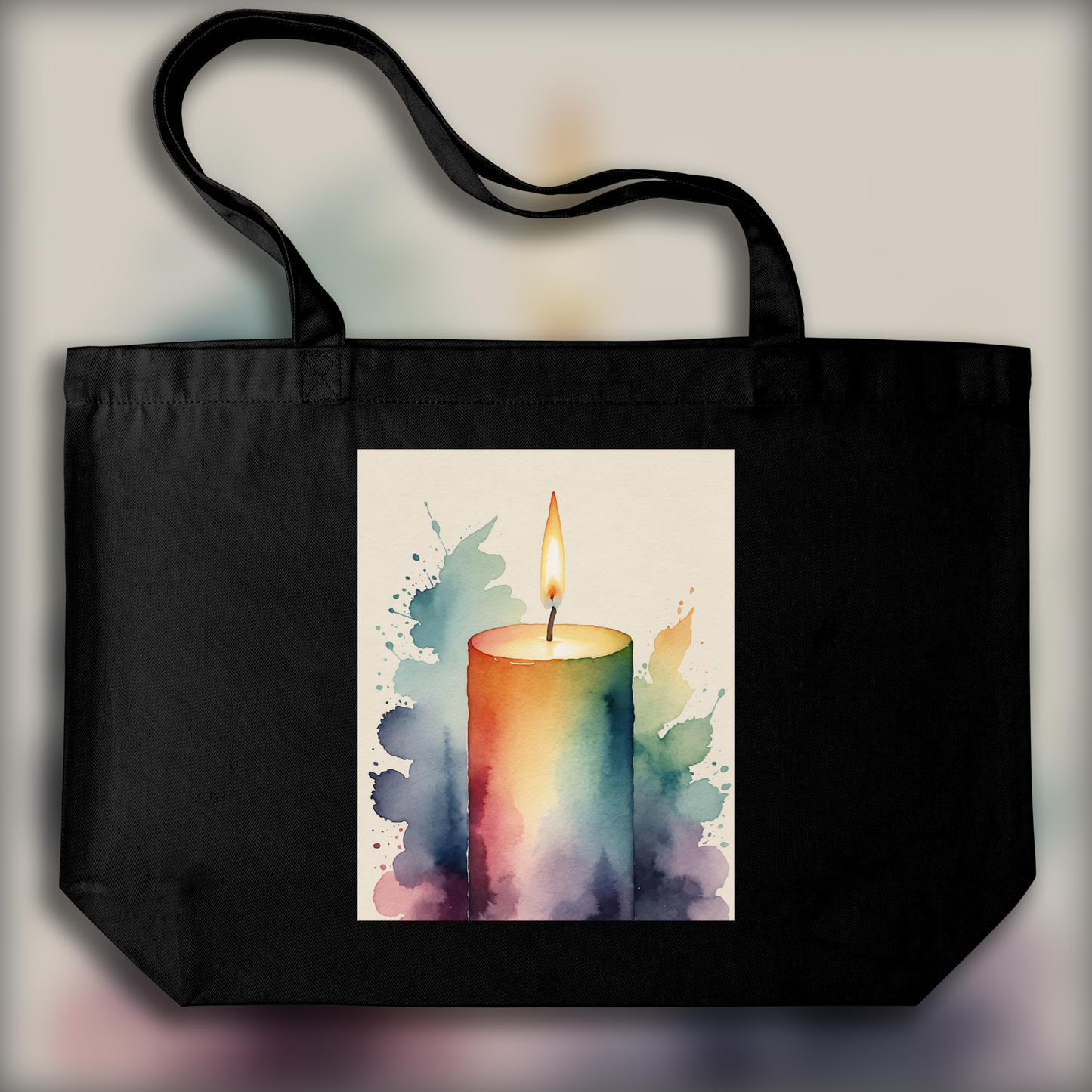 Tote bag - Abstract watercolor on color gradients, Candle - 794212654