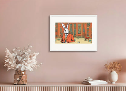 Poster with wood frame: Wes Anderson atmosphere, Rabbit