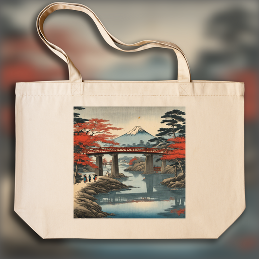 Tote bag - Vues poétiques ukiyo-e, moments fugaces, Pont - 1501346672