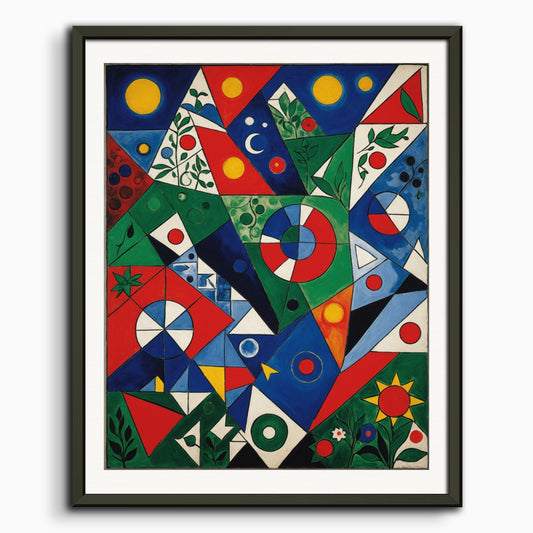 Poster: Painting without school, surrealism and neo-primitivism, Geometric patterns