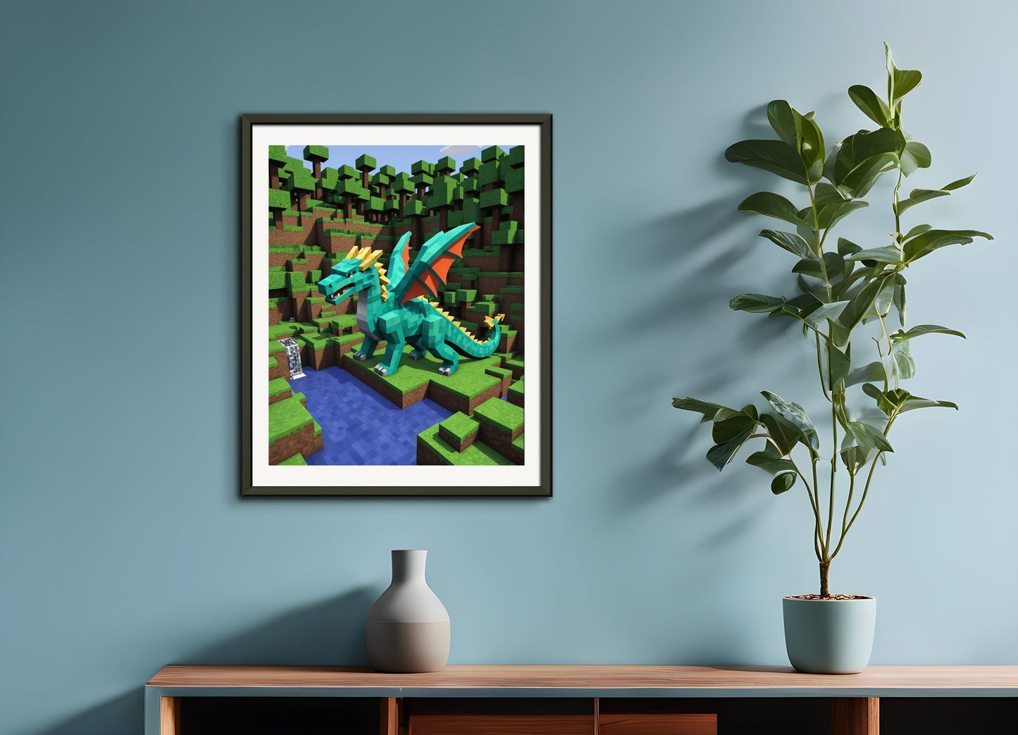 Poster with metal frame: Minecraft, Dragon