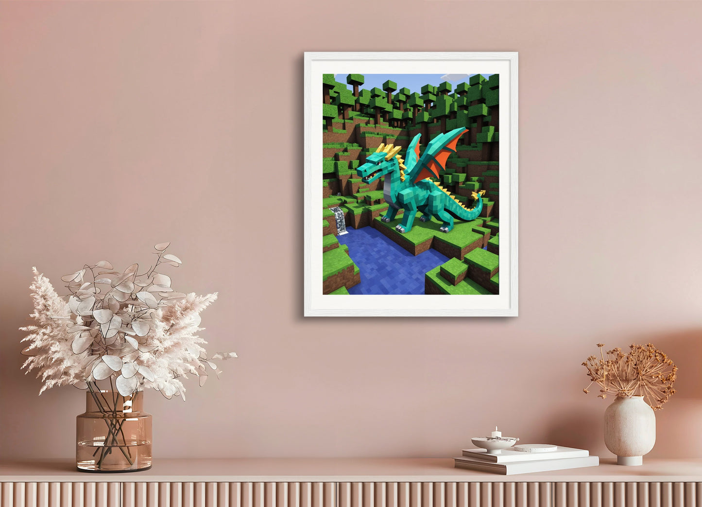 Poster with wood frame: Minecraft, Dragon