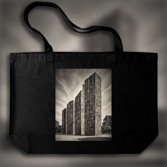 Tote bag - Abstract compositions with fanciful shapes, Brutalist architecture, city - 1955875456