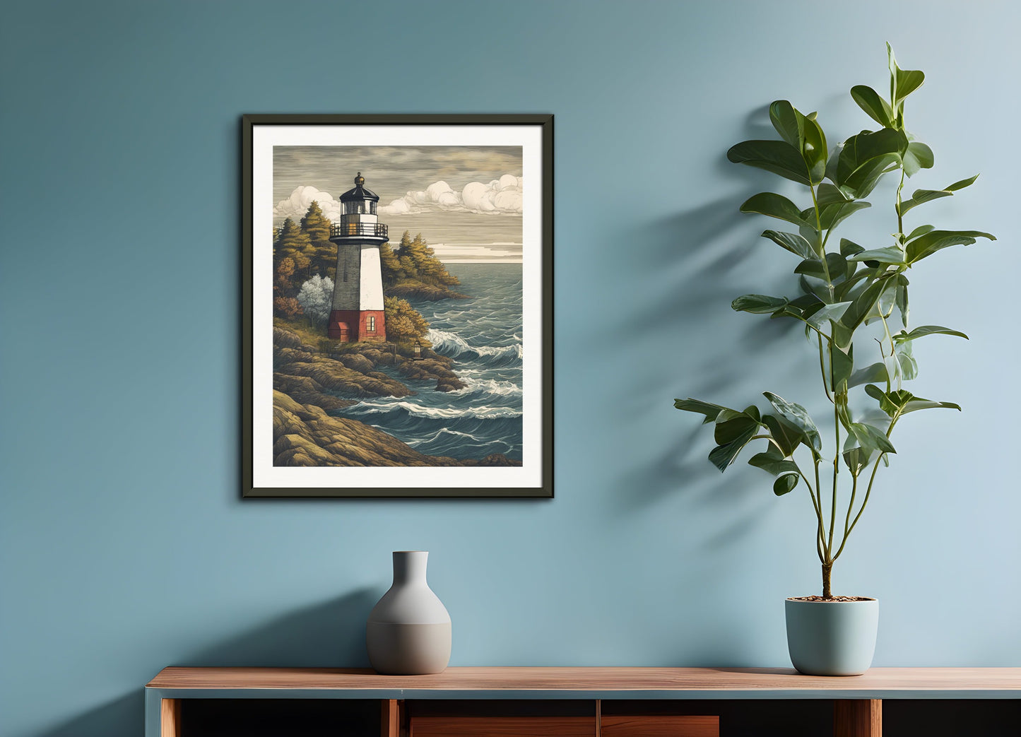 Poster with metal frame: Biology microscope view, Lighthouse