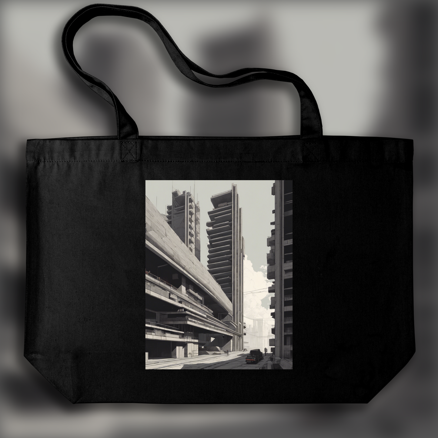 Tote bag - Lo-fi, Brutalist architecture, city - 2699448569