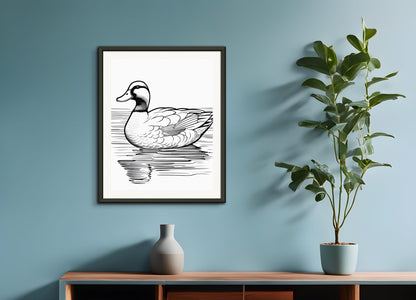 Poster with metal frame: Coloring page, Duck