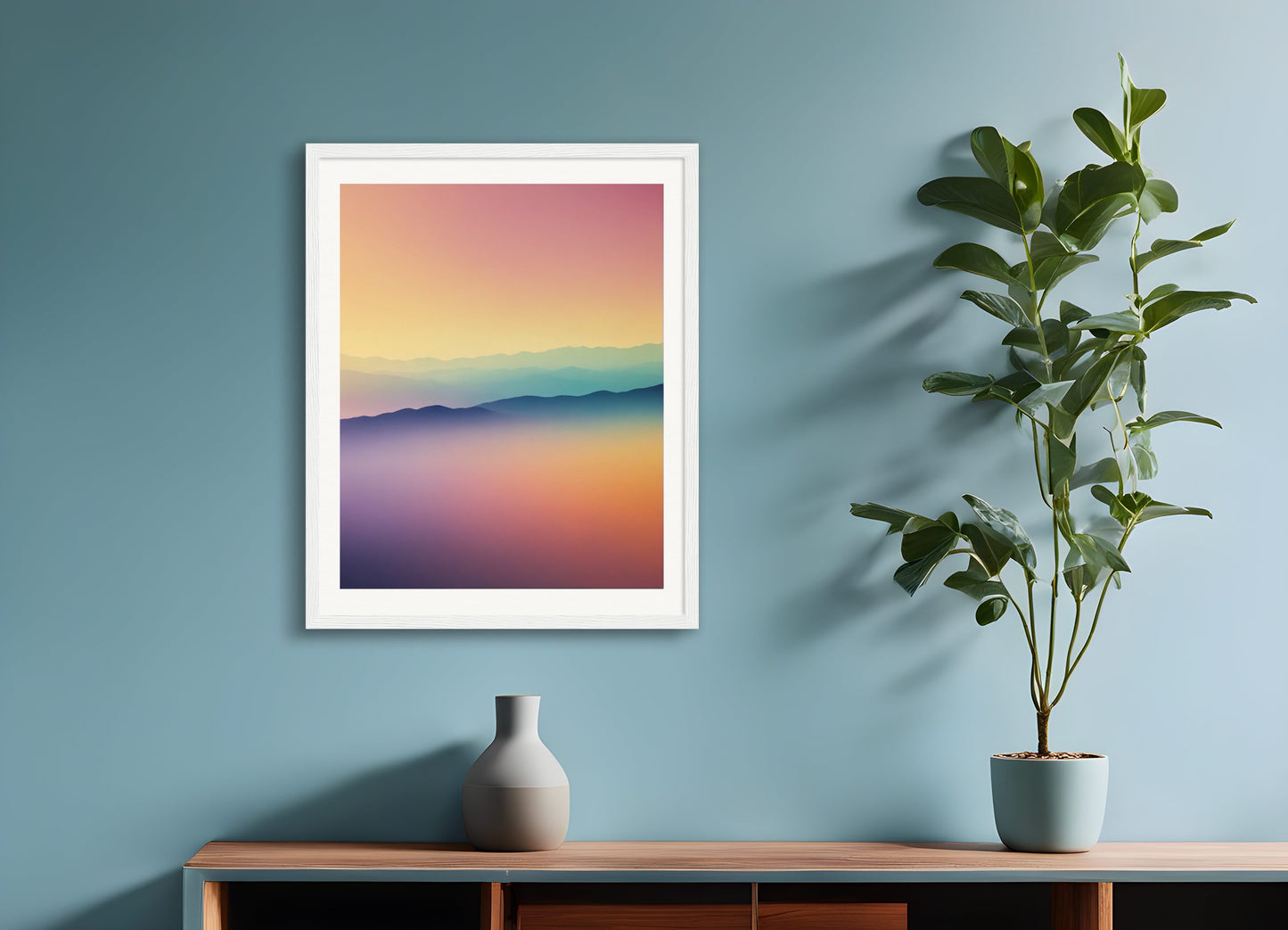 Poster with wood frame: Soothing Abstract Gradients, Snowboard 