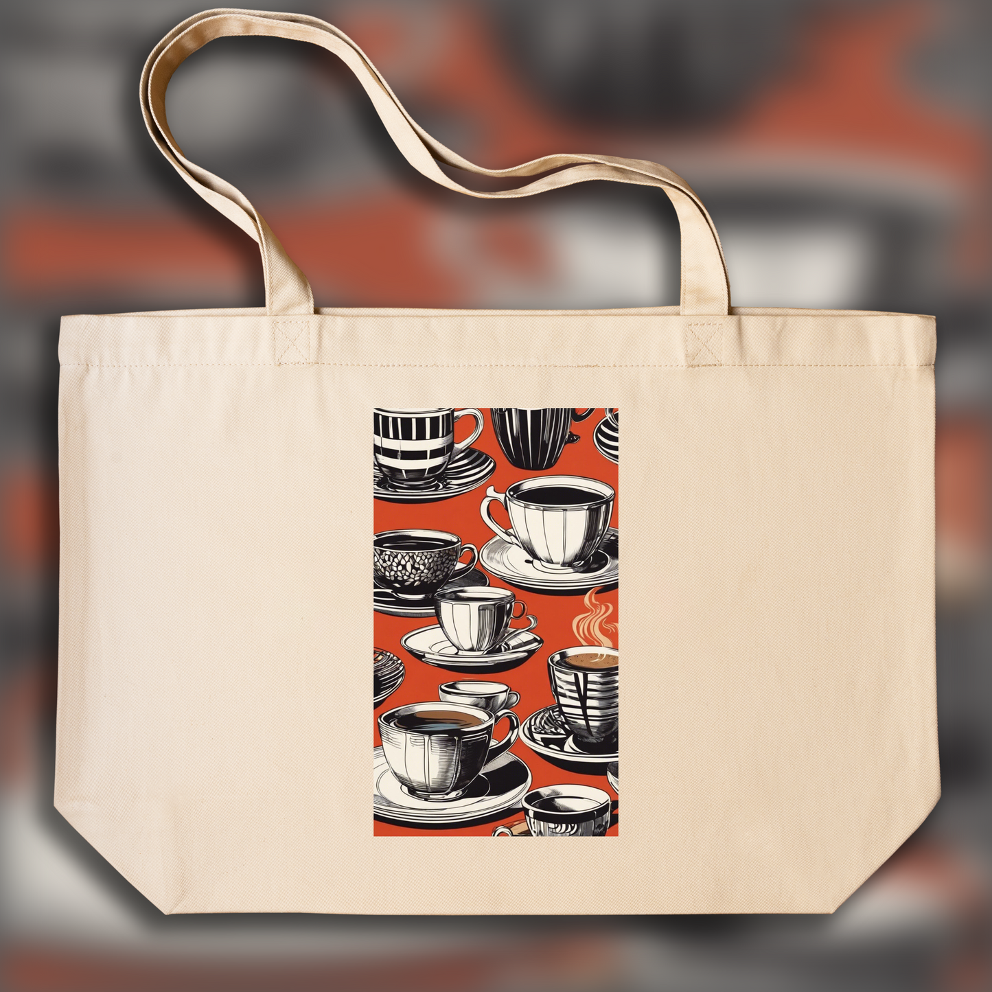 Tote bag - Poster américain des années 60, Coffee cups - 192622344