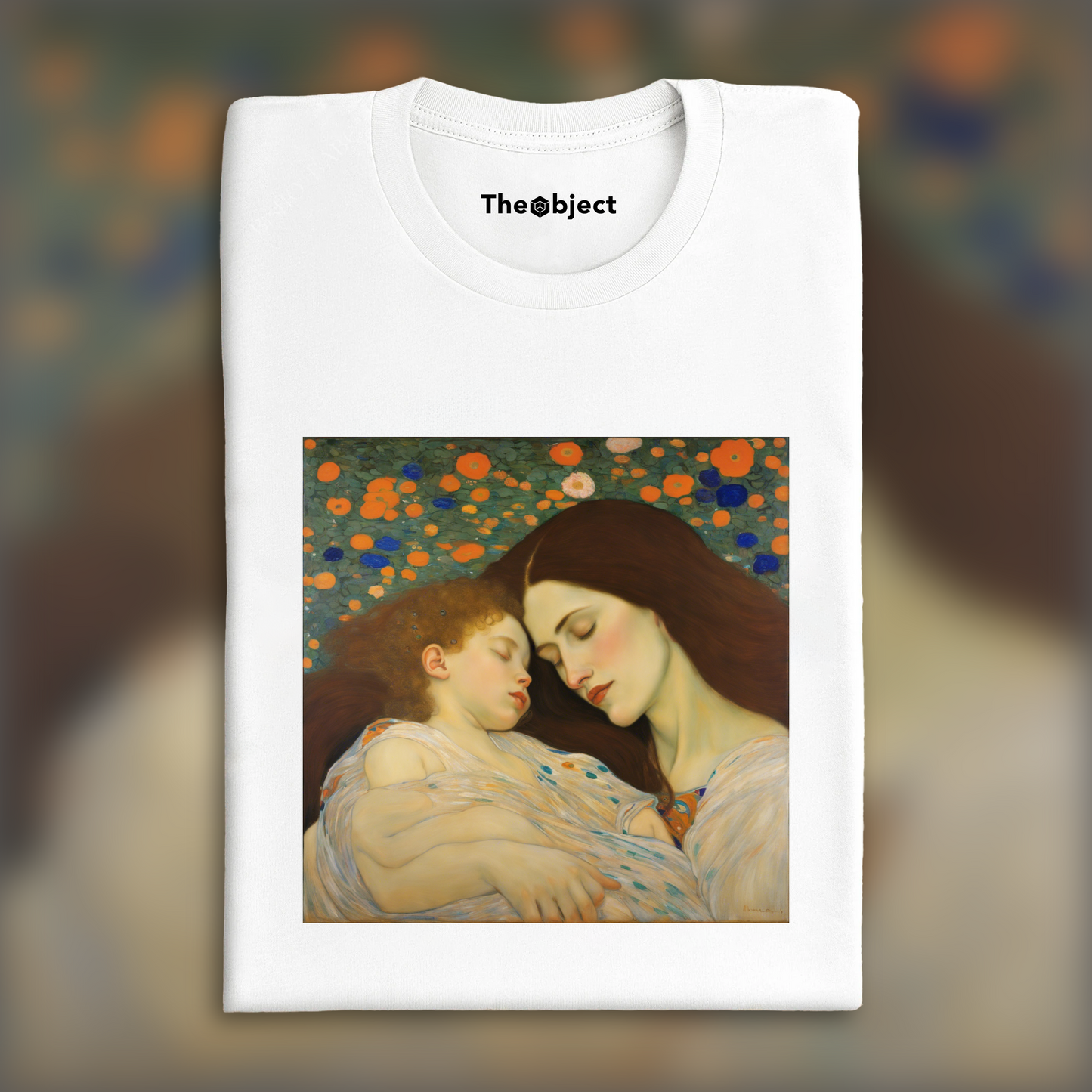 T-Shirt - Klimt, Mother long flowing hair cradling child sleeping  - 585728324