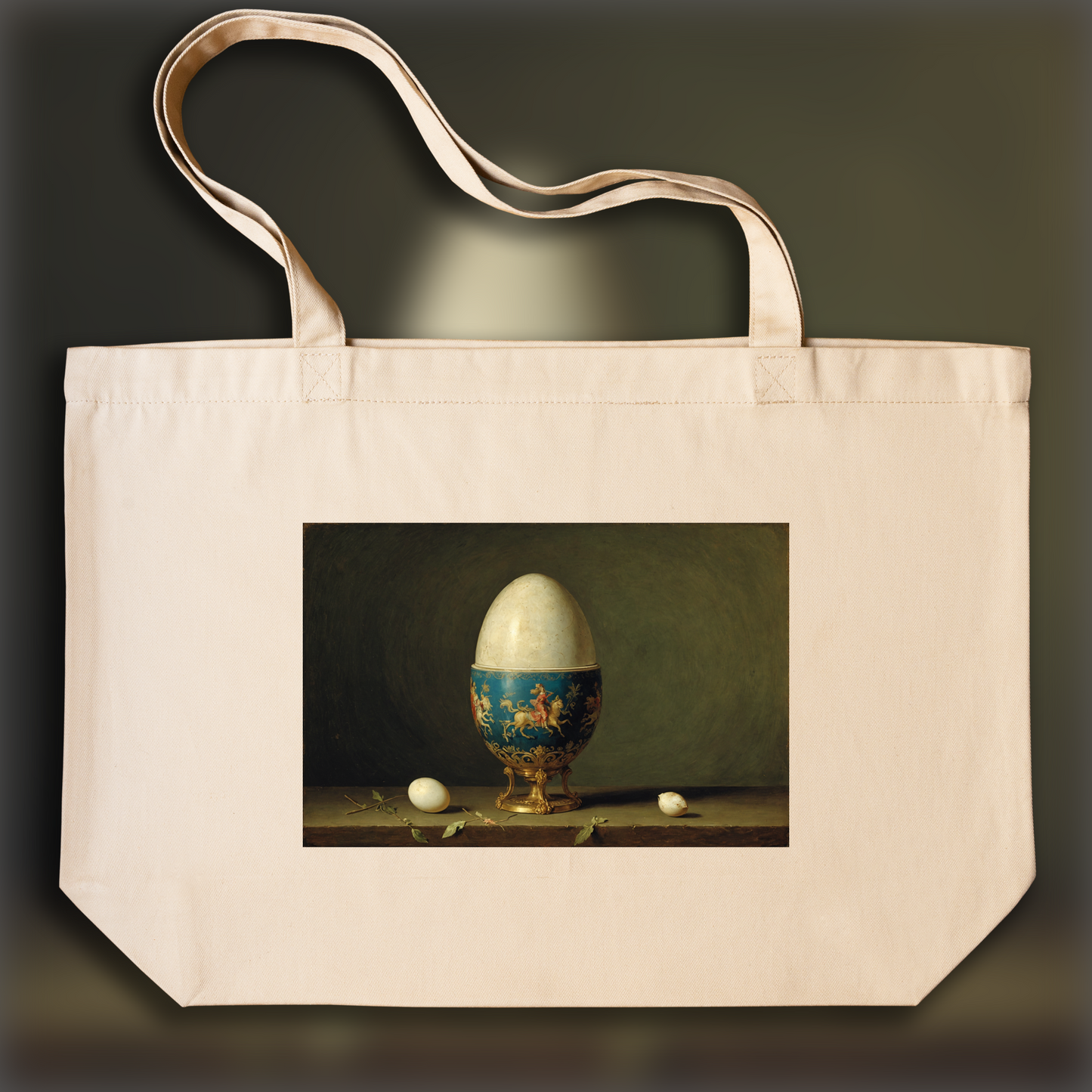 Tote bag - Élégance rococo capturant des moments romantiques et pastoraux, Oeuf - 1466509361