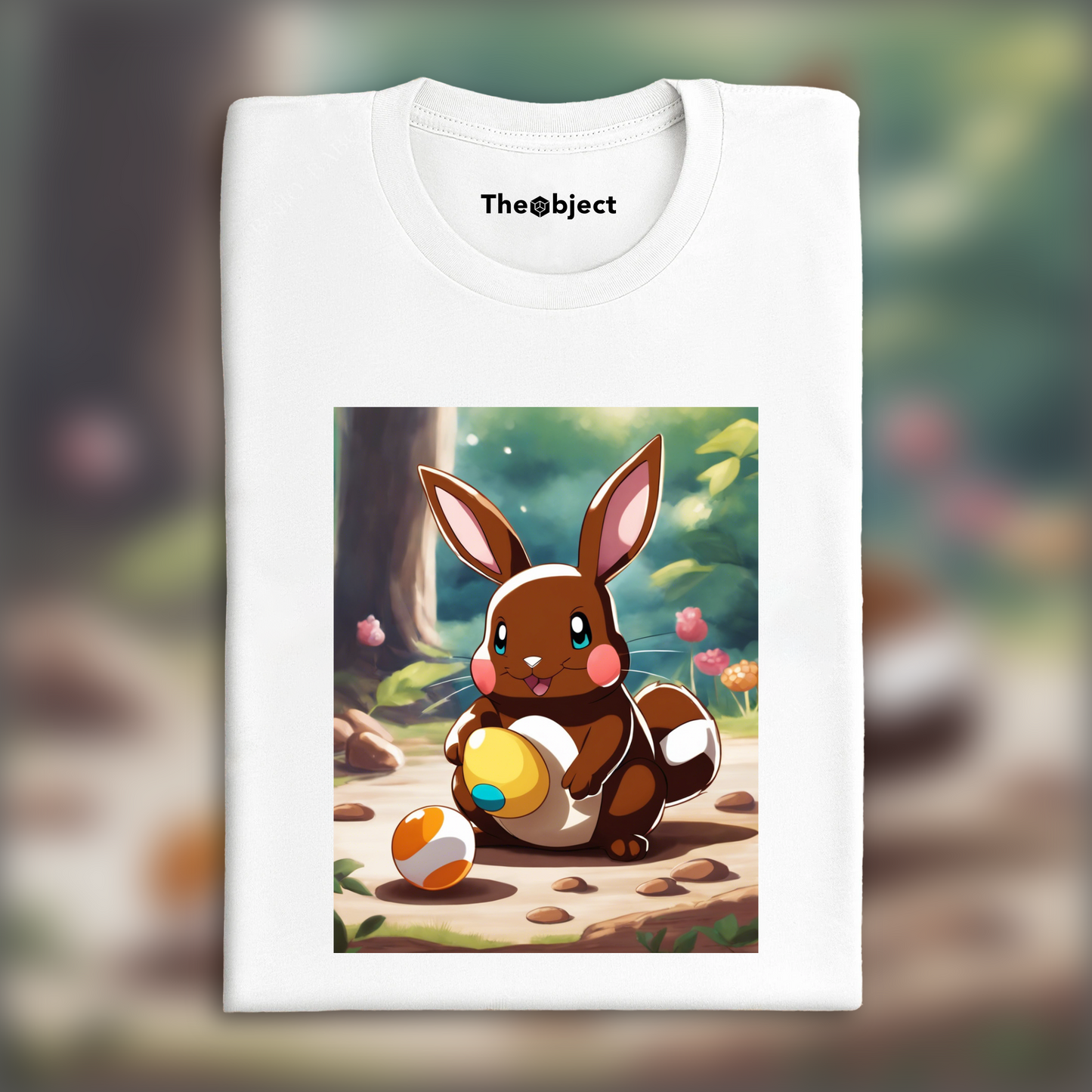 T-Shirt - Pokémon , rabbit with chocolate egg - 3860895610