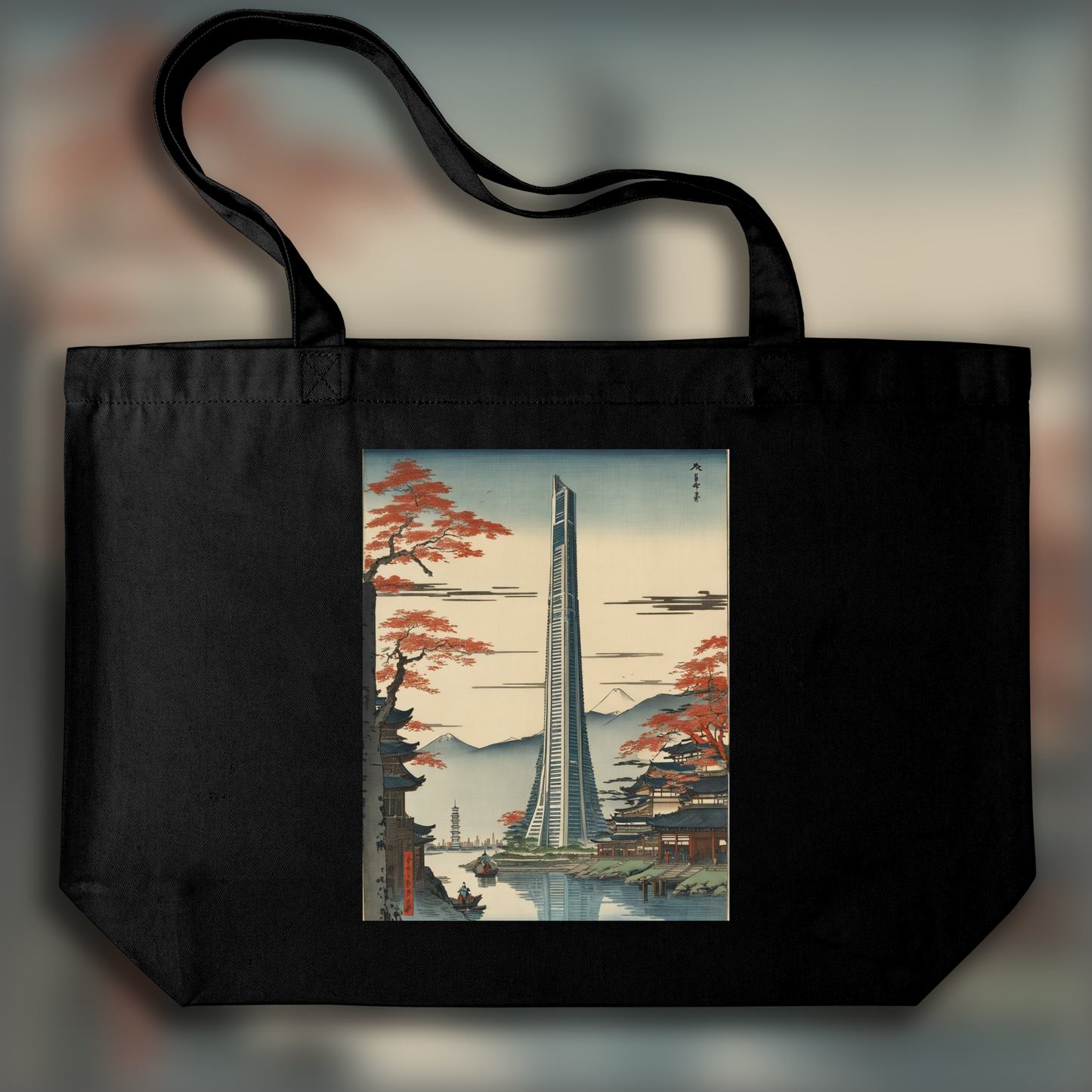 Tote bag - Vues poétiques ukiyo-e, moments fugaces, futuristic skyscraper - 4201111836