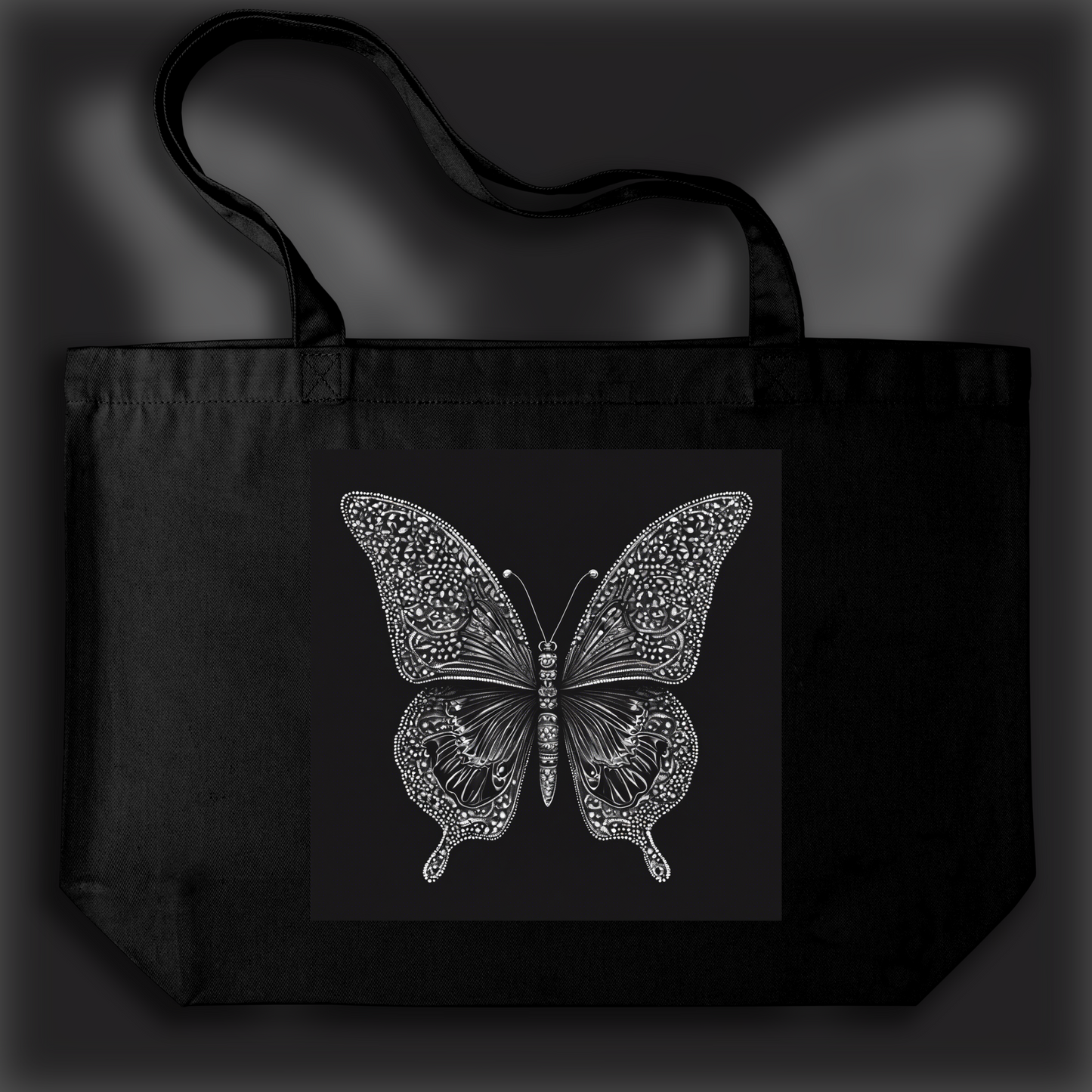 Tote bag - Dotted art with strong contrast, Butterfly - 3212779632