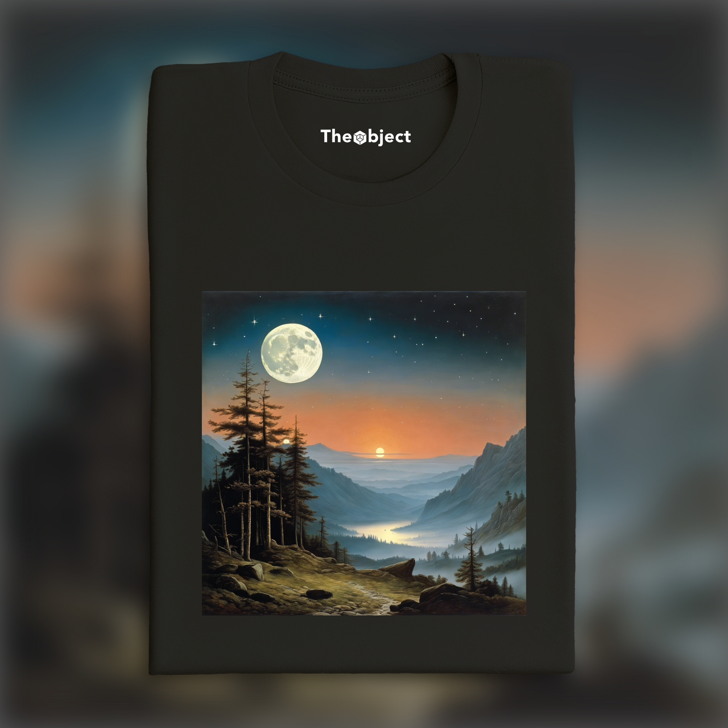 T-Shirt - Mesmerizing landscapes invoking spiritual introspection, Moon and starry sky - 3743627154