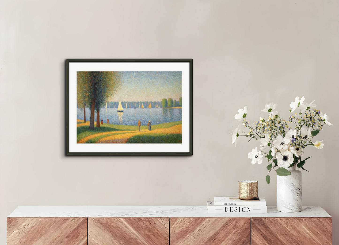 Poster with metal frame: Georges Seurat, Lake