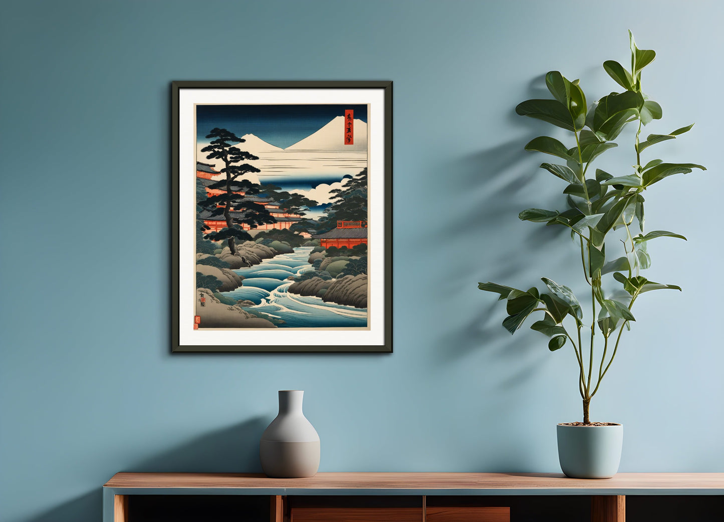 Poster with metal frame: Ukiyo-e, River