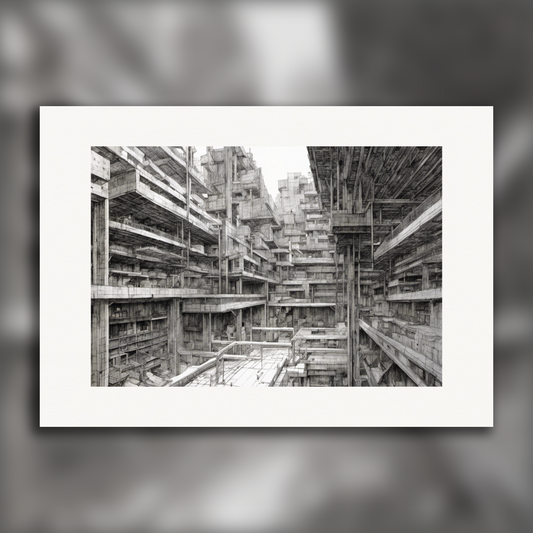 Poster - Contemporary dark cyberpunk manga, Brutalist architecture, city - 3841146295