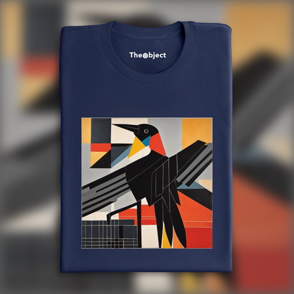 T-Shirt - Lignes et figures géométriques aux formes flottantes, art abstrait ludique, Corbeau - 2532480785