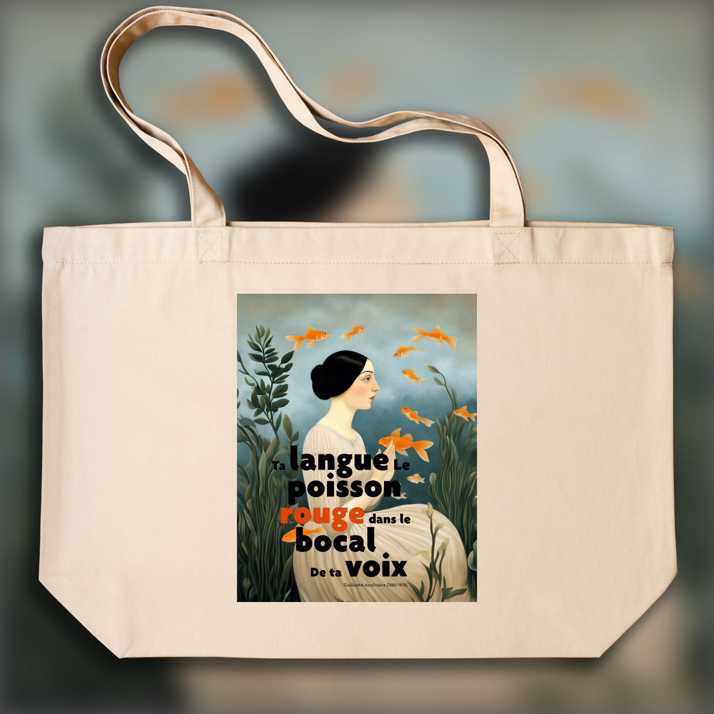 Tote bag - Ta langue ce poisson rouge, Guillaume Apollinaire - 6028090384