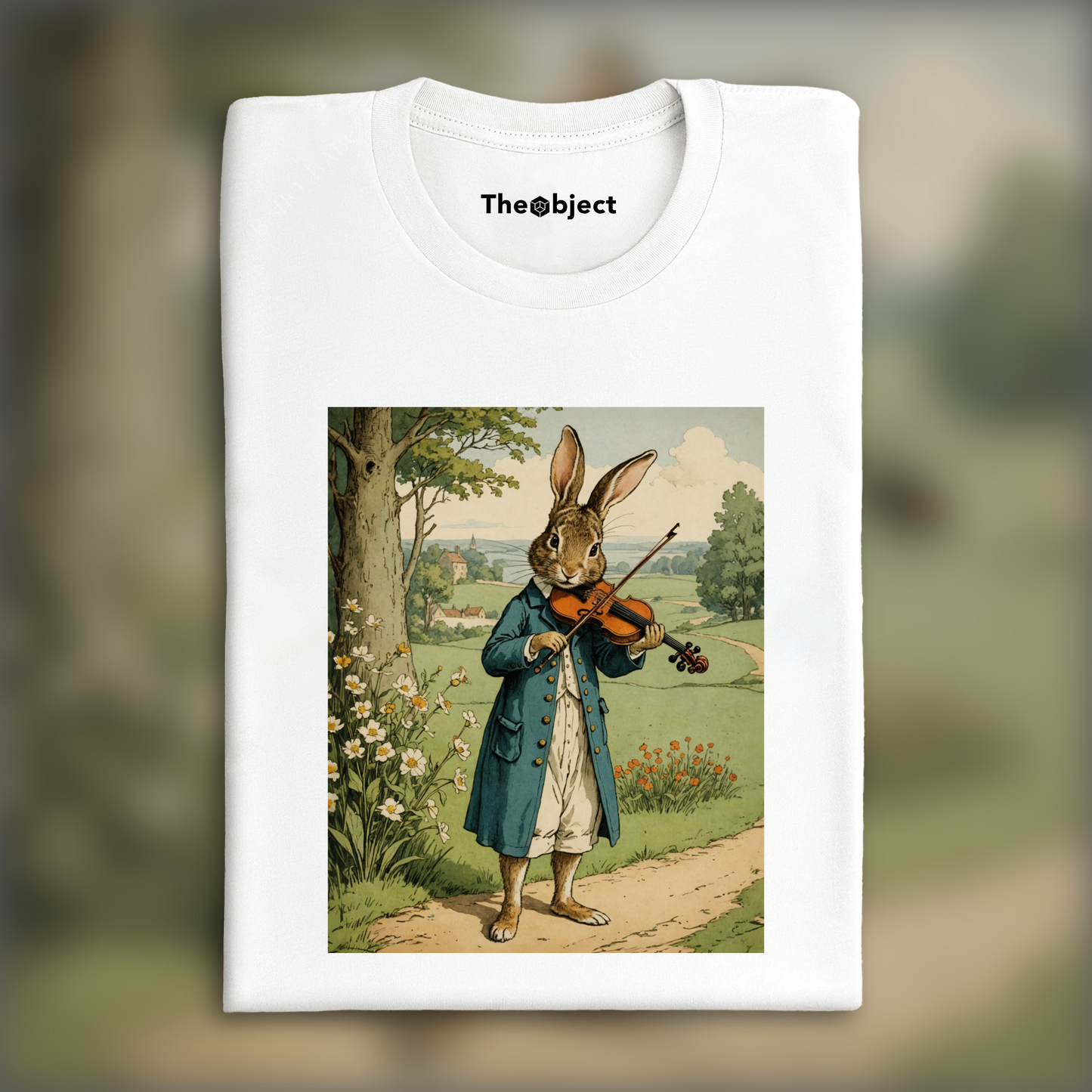 T-Shirt - British illustrations, innocent and nostalgic childhood, rabbit playing the violin - 3591799511