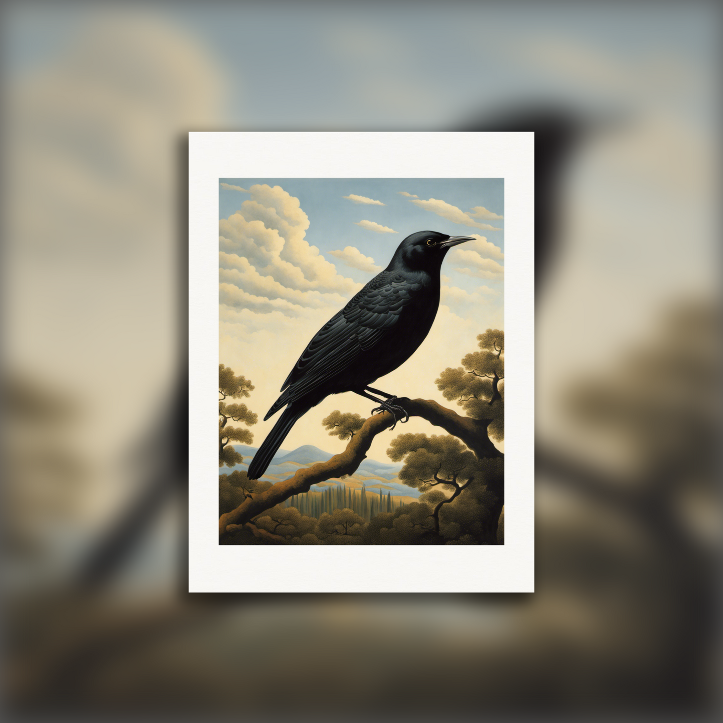 Poster - Belgian surrealism, a black bird - 2984316704