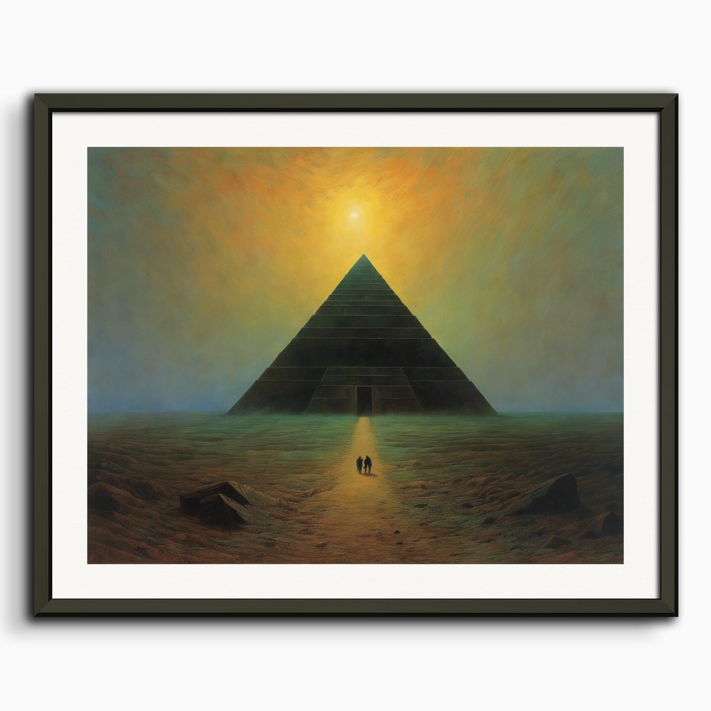 Poster: Illustration of deinforced, atmospheric, dark and mystical band illustration, Pyramid