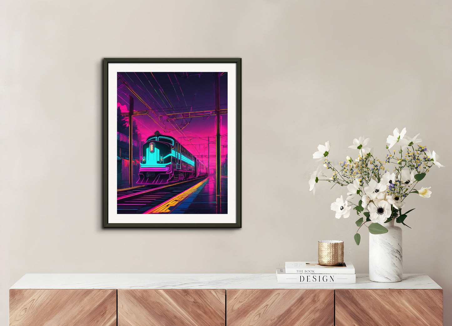 Poster with metal frame: Neon punk, Train