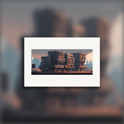 Poster - Pixel art, Brutalist architecture, city - 353730903