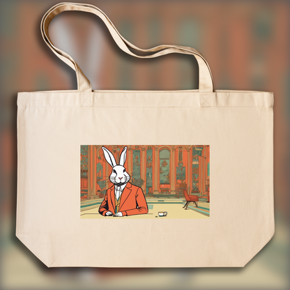 Tote bag - Cinématographie symétrique à la palette de couleurs épurée, Lapin - 3272264847