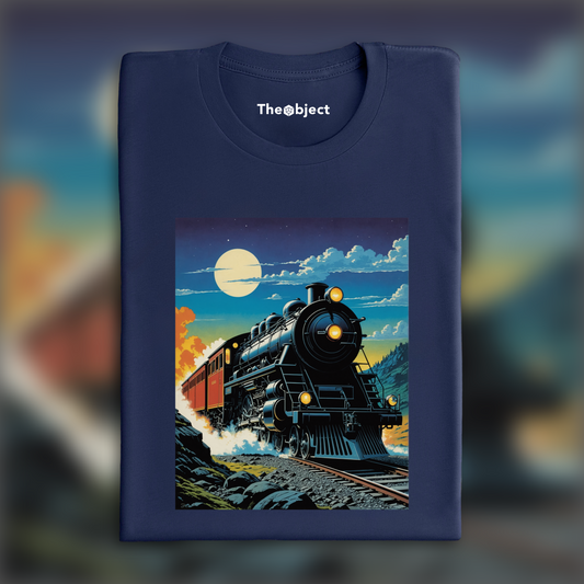 T-Shirt - French science fiction comics, dreamlike and psychedelic landscapes, Train - 4229281008