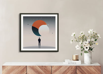 Poster with metal frame: Abstract minimalist art, Astronomy