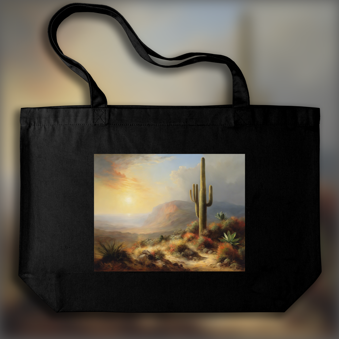 Tote bag - Tumultuous play of light and atmosphere, evoking power and ethereal beauty, Cactus - 1805111264