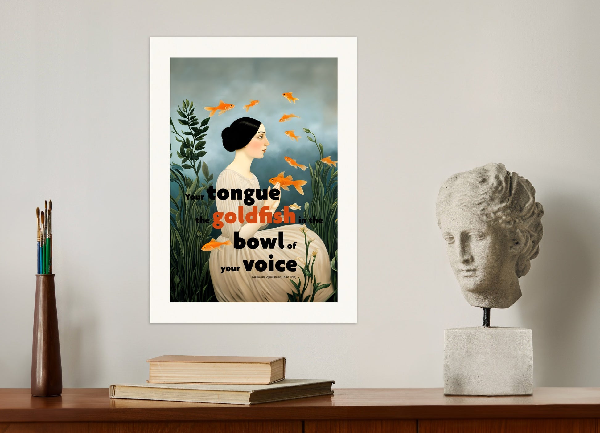 Poster: Your tongue, this goldfish, Guillaume Apollinaire