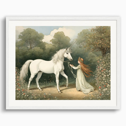 Poster: British illustrations, innocent and nostalgic childhood, a unicorn