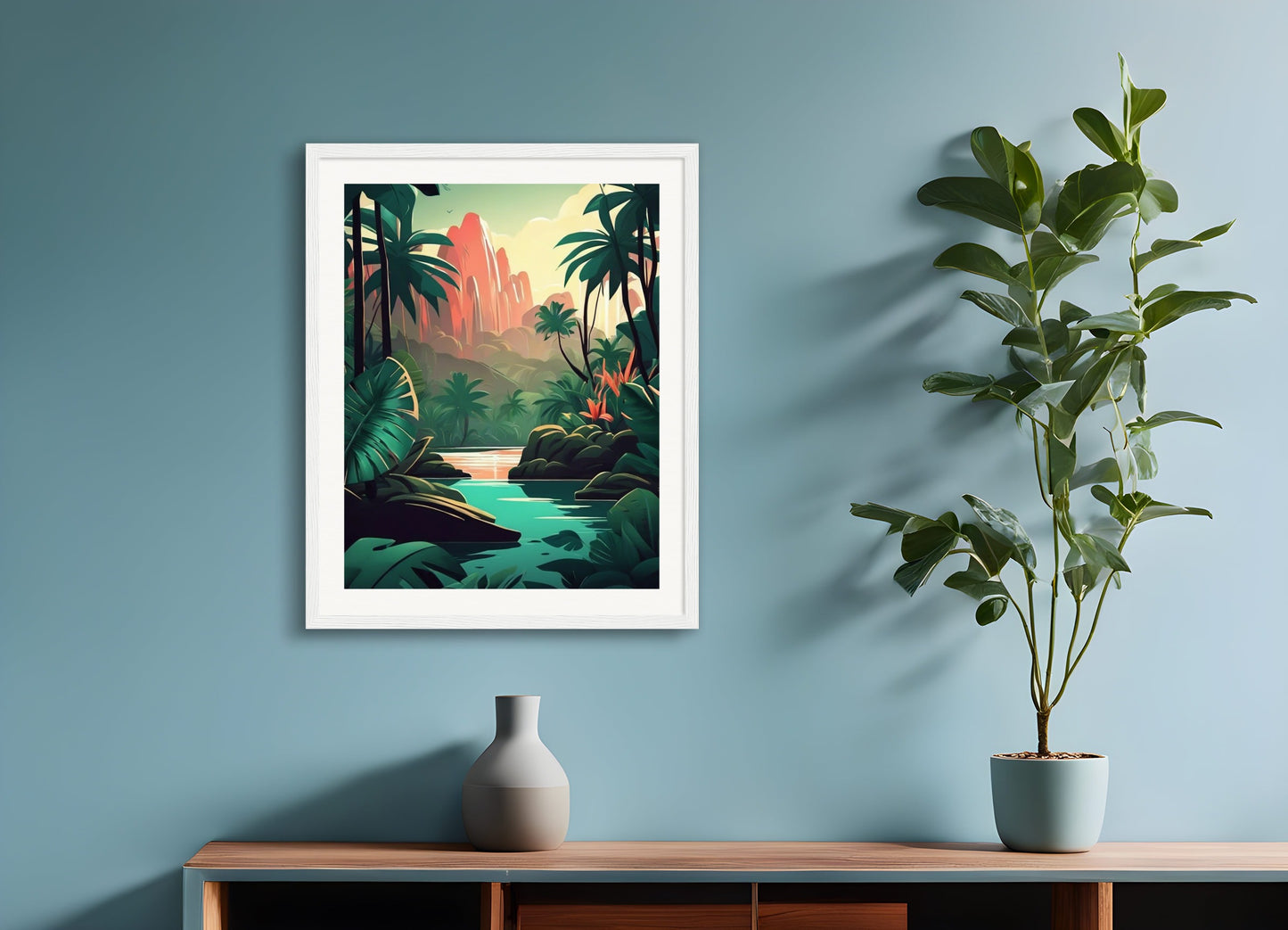 Poster with wood frame: Tropical jungle, Candle