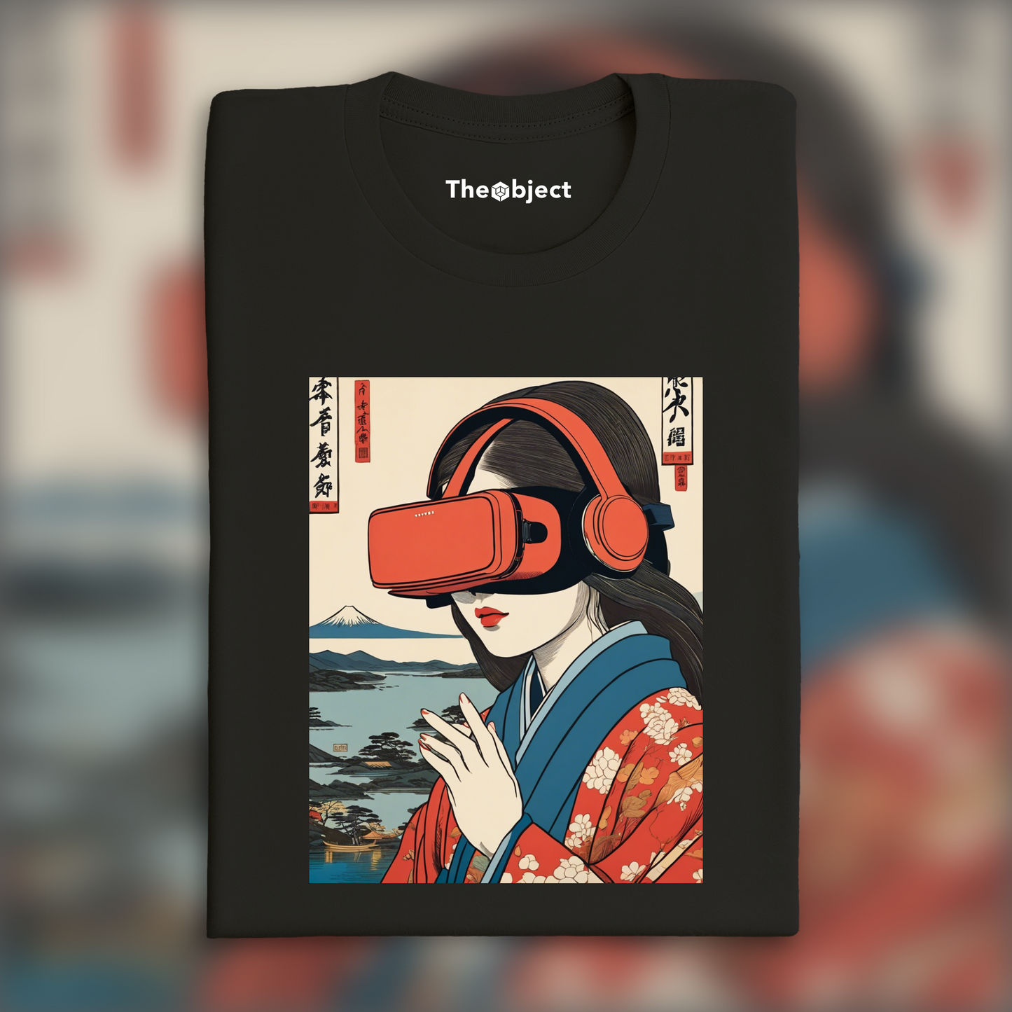 T-Shirt - Poetic ukiyo-e views, fleeting moments, close up of a women with a virtual reality headset - 4035442234