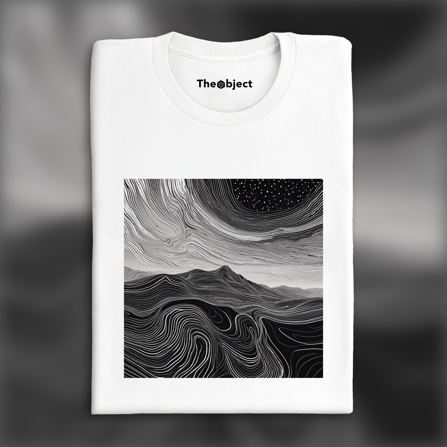 T-Shirt - Topographic lines on cosmic background, Coffee - 2869873668