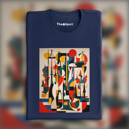 T-Shirt - Lines and geometric figures with floating shapes, playful abstract art, Canoe - 835100282