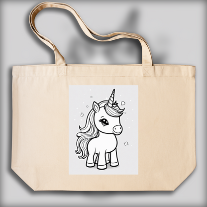 Tote bag - simple coloring page, a baby cute unicorn - 1880253925