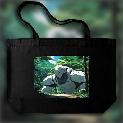 Tote bag - Atmosphère Akira (anime), a white ghost in the shell cyborg in the Seychelles jungle - 4124960360