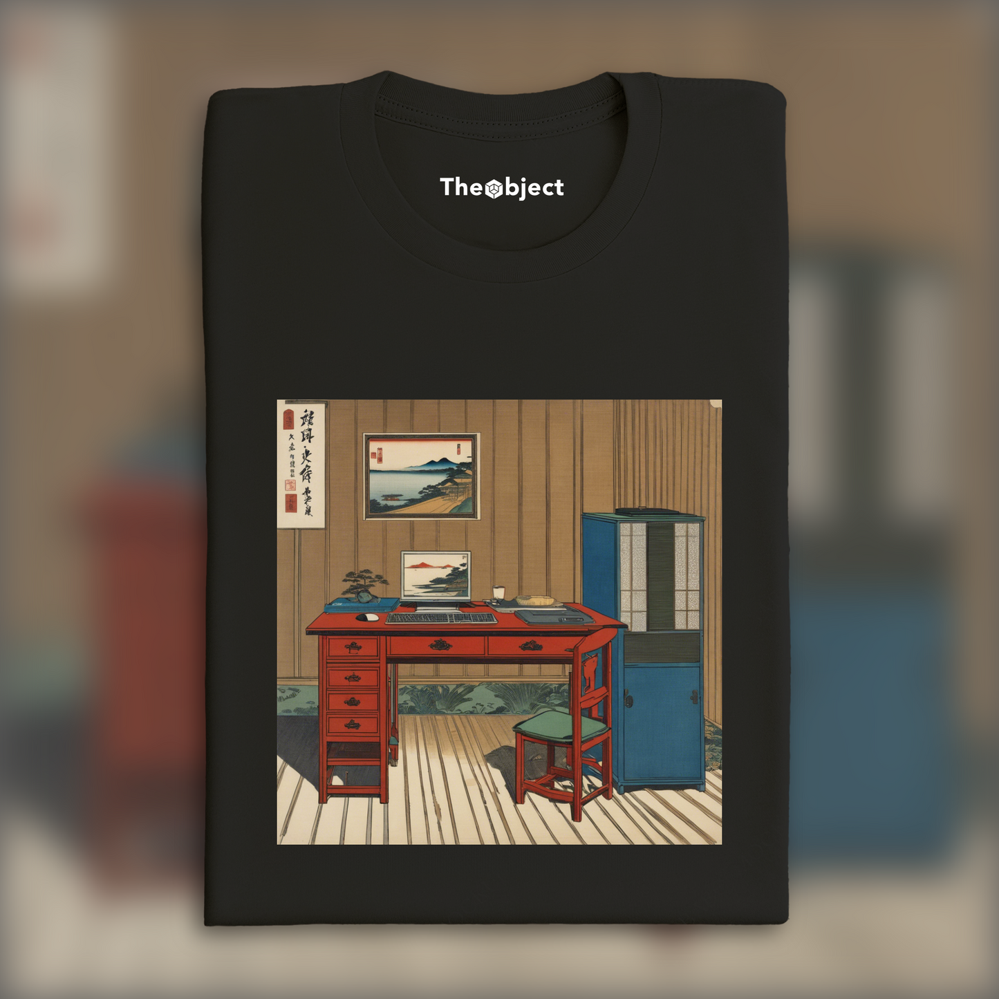 T-Shirt - Poetic ukiyo-e views, fleeting moments, a computer on a table - 3974568099